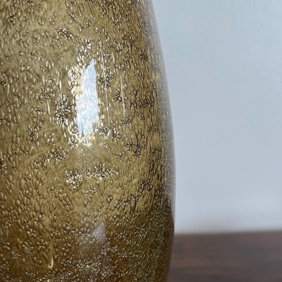 Murano Bubble Glass Vase Oval Shape Yellow Brown Color 10" Tall - Picture 7 of 14